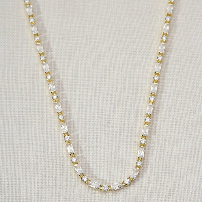 GoldFi - 18k Gold Filled Baguette and Round Cut Cubic Zirconia Choker Necklace