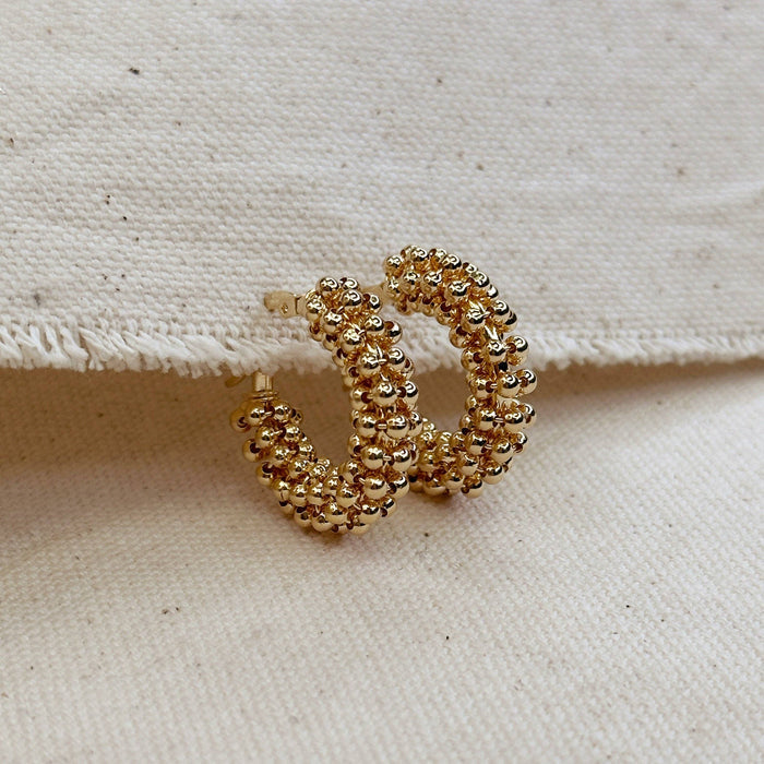 GoldFi - 18k Gold Filled Beaded Cluster Hoop Earrings