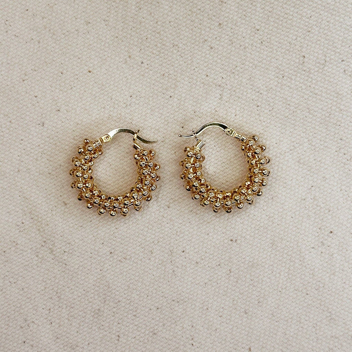GoldFi - 18k Gold Filled Beaded Cluster Hoop Earrings