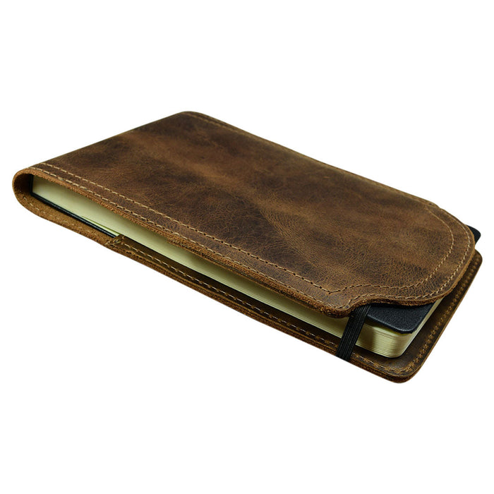 Hide & Drink Hard Cover Reporter Protector Large (5 x 8.25 in.) Notebook NOT Included, showcasing beautiful Full Grain Leather exterior, handmade in La Antigua Guatemala with artisan craftsmanship. Includes features of a Dog Muzzle Guard with Adjustable Straps, Secure Training Cover, and Fire Branded detailing.