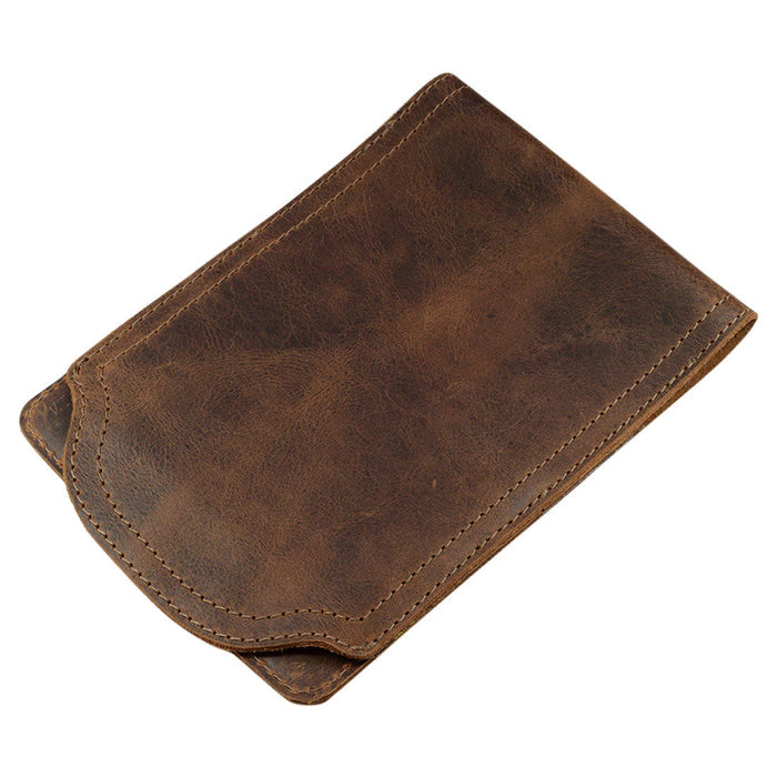 Front view of Hide & Drink Hard Cover Reporter Protector Large (5 x 8.25 in.) Notebook NOT Included, showcasing the rustic design of Full Grain Leather. This artisan product is hand cut and hand sewn, perfect for secure training as a Dog Muzzle Guard with Adjustable Straps.