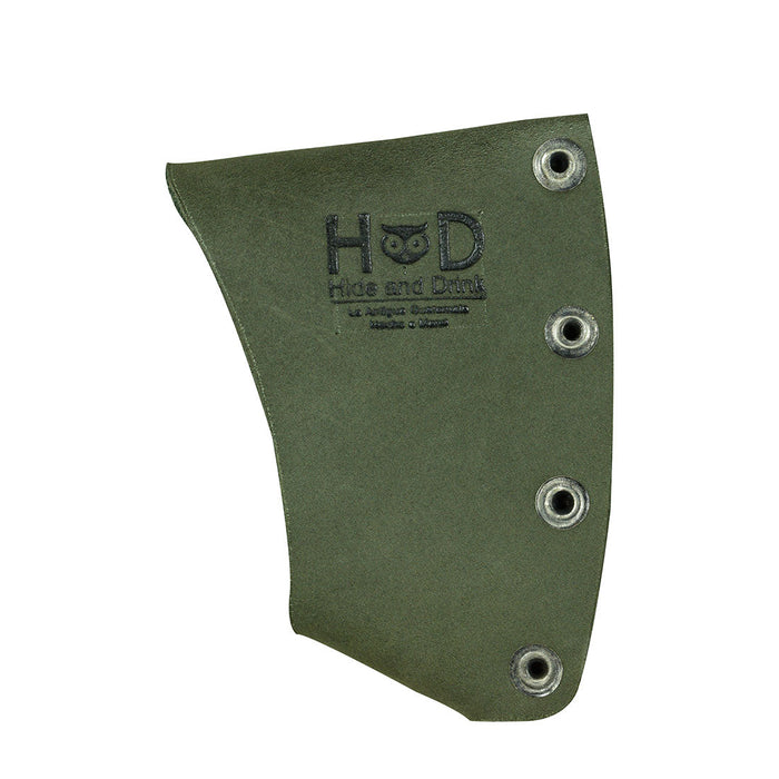 Sophisticated Hatchet Blade Cover by Hide & Drink, working as a protective axe head sheath made from premium full grain leather. Perfect for lumberjack gear and camping essentials, this artisan piece is handmade in La Antigua Guatemala & Oaxaca Mexico.