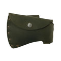 Hide & Drink Hatchet Head Sheath displayed in green leather, created as a stylish holster for 1.5 in. belts. This blade cover and axe head case is perfect for lumberjack work essentials, reflecting artisanal craftsmanship from La Antigua Guatemala & Oaxaca Mexico.