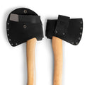 Hide & Drink Hatchet Head Sheath in black leather, designed as a stylish yet functional holster for 1.5 in. belts, perfect for storing axe heads. This unique blade cover is ideal for lumberjack work essentials, crafted with care in La Antigua Guatemala & Oaxaca Mexico.