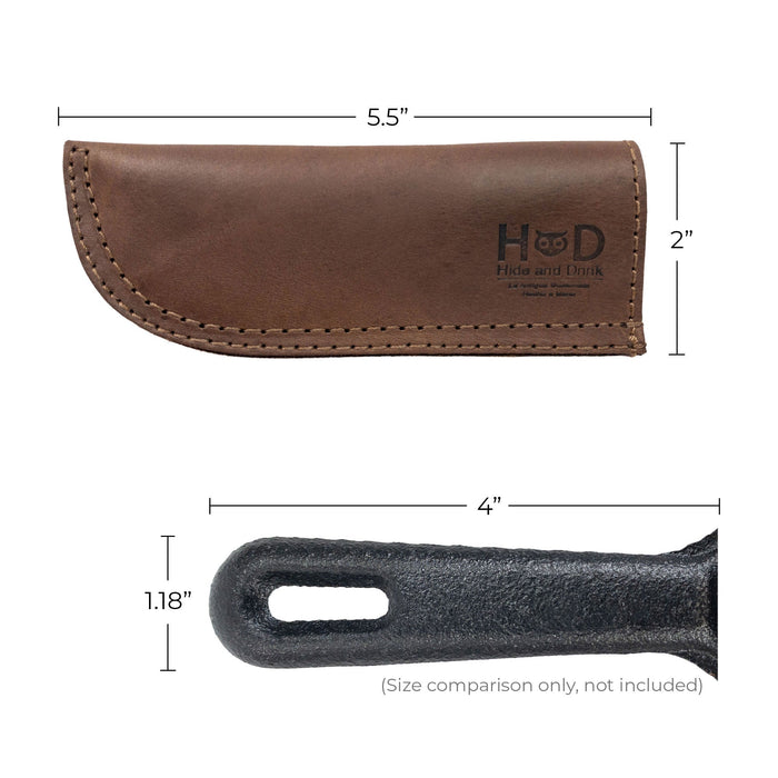 Hot Pan Handle Cover by Hide & Drink, featuring a sleek design perfect for frying pans. This artisan-crafted piece is sturdy, durable, and handmade in La Antigua Guatemala & Oaxaca Mexico.