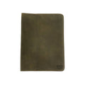 Back of the green Full Grain Leather Journal Cover for Moleskine Cahier XL (7.5 x 9.75 in.) by Hide & Drink, highlighting the superior quality and durability of the leather. This stylish case is crafted with love and precision, ensuring a unique journaling experience.
