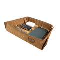 Hide & Drink Jumbo Tray featuring a sophisticated design crafted from full grain leather, ideal for storing smartphones and keys. This artisan catchall tray is handmade in La Antigua Guatemala.