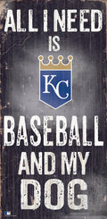 KC Royals Sign Wood 6x12 Baseball and Dog Design - Team Fan Cave