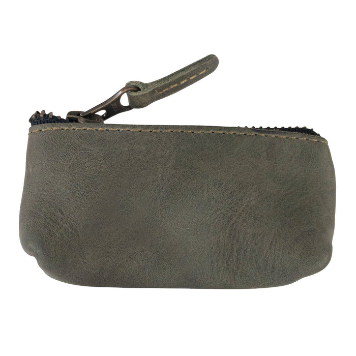 Hide & Drink Key Holder Zippered Pouch in a deep navy hue, ideal for organizing coins and keys. This stylish pouch is crafted from full grain leather with artisan quality.