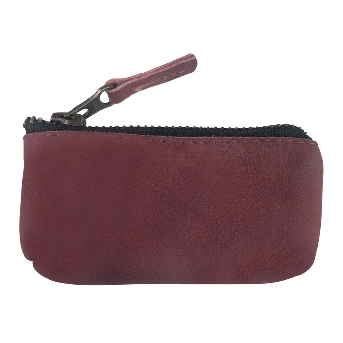 Hide & Drink Key Holder Zippered Pouch in dark brown, serving as a zippered coin bag or earphone holder. Artisan-made, showcasing quality full grain leather craftsmanship.