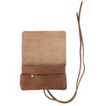 Inside view of Hide & Drink's King Size Tobacco Pouch, featuring a dual-color design and practical slots for tobacco and accessories, highlighting its artisan craftsmanship in full grain leather.