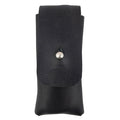 Sleek Hide & Drink Knife Case in black full grain leather. This riveted Swiss knife case serves as a stylish holster and protector, ideal for camping and hiking enthusiasts. Hand sewn and crafted in small batches by artisans in Oaxaca Mexico.