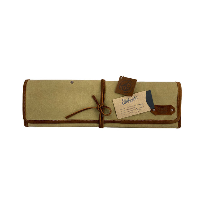 Hide & Drink Knife Roll (5 Pockets) featuring a well-crafted design from Full Grain Leather. This Chef Knife Bag is an ideal portable carrying case for knives, showcasing handmade quality through artisan skills in small batch production, including hand cut and hand sewn craftsmanship.