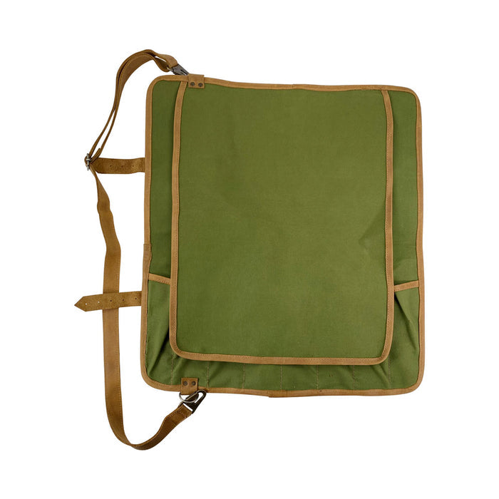 Back of the Hide & Drink Knife Roll With Water Resistant Lining (8 Pockets) showing robust construction. Ideal as a Chef's Knife Roll Bag (8 Pockets), this durable portable knife organizer is essential for chefs.