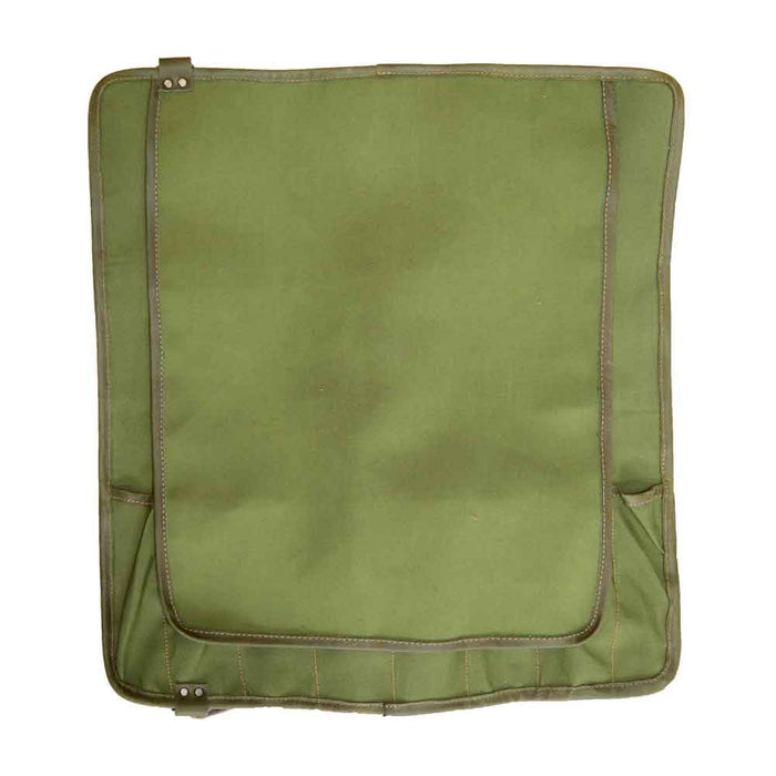 Back view of Hide & Drink Knife Roll With Water Resistant Lining (8 Pockets) showing its strength. As a Chef's Knife Roll Bag (8 Pockets), it serves as a practical portable knife organizer for chefs on the go.
