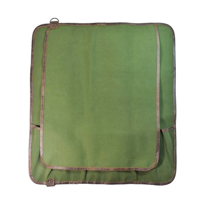 Unrolled Hide & Drink Knife Roll With Water Resistant Lining (8 Pockets) showing a spacious interior. This Chef's Knife Roll Bag (8 Pockets) is your go-to portable knife organizer, perfect for travel and cooking accessories.