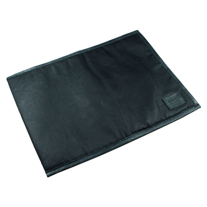 Laptop Sleeve 14 in. by Hide & Drink, angled to display its well-structured design. This sleeve is a suitable choice for your MacBook Air/Pro 13 Inch with M1 Chip, handcrafted from Waxed Canvas, highlighting the small batch production process, hand cut, hand sewn, and fire branded craftsmanship by artisans in La Antigua Guatemala & Oaxaca Mexico.