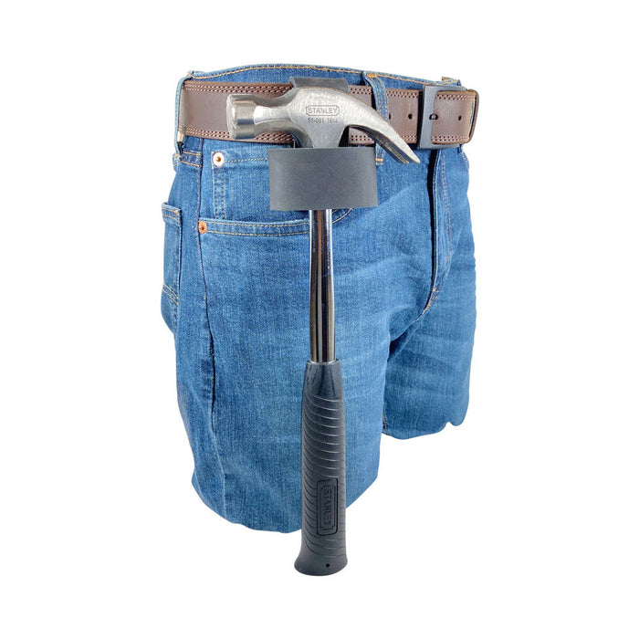 Large Hammer Holster by Hide & Drink, emphasizing the classic design and utility for any craftsman. A waist axe holster made of full grain leather, perfect for organizing tools. Handmade in Oaxaca Mexico, each piece is uniquely crafted with care.