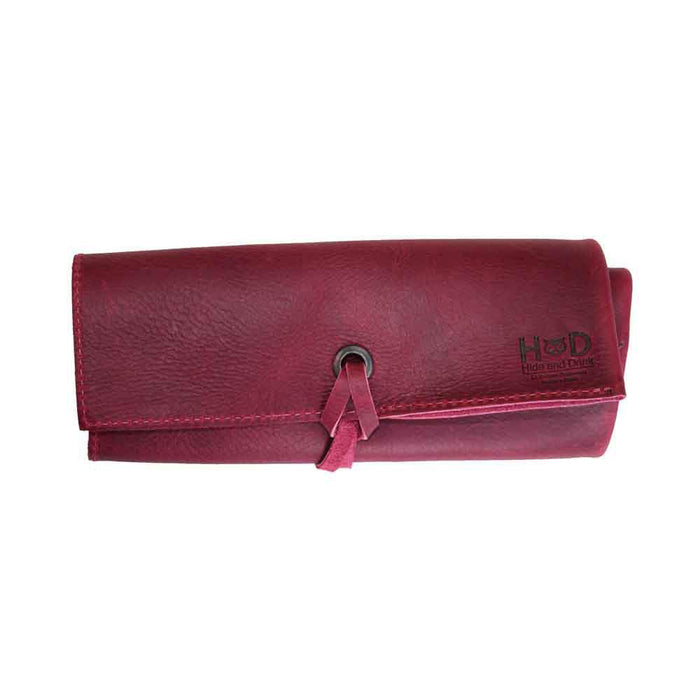 Distinctive brown Watch Roll from Hide & Drink, crafted to hold up to 4 watches. This easy carry Watch Roll Organizer features full grain leather, showcasing artisan quality through small batch production, hand cut, hand sewn craftsmanship, fire branded in La Antigua Guatemala & Oaxaca Mexico.