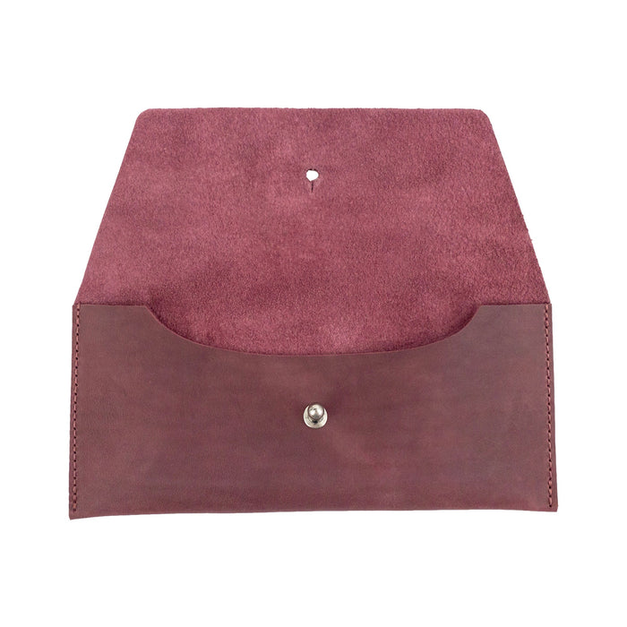 Interior view of the Long Utility Pouch by Hide & Drink in earthy tone, emphasizing its practical storage for cash and cards. An artisan-crafted wallet that blends style and function.