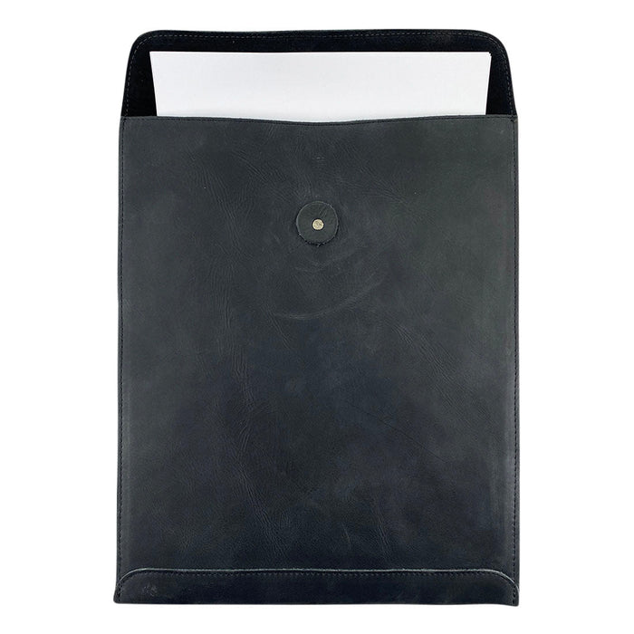 Close-up showing the quality leather of the Mailing Envelope Folder by Hide & Drink. This valuable Mailing Envelope Document Holder or Attache is perfect for both men and women, emphasizing durable Full Grain Leather made in Oaxaca Mexico.