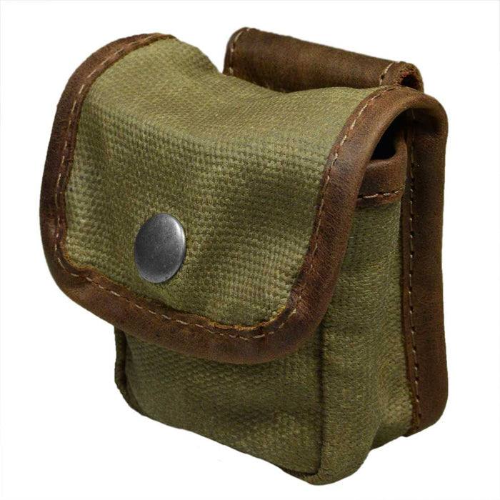 Hide & Drink's Mini Belt Pouch showcasing a squared pouch design with a belt loop. This multi-purpose hip bag is ideal for outdoor activities like hiking, fishing, and camping. Made from water-resistant waxed canvas, it exemplifies stockyardX small batch production, featuring hand-cut and hand-sewn craftsmanship. Artisan made in La Antigua Guatemala & Oaxaca Mexico.