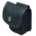 Hide & Drink's Mini Belt Pouch in black, illustrating its sturdy design for practical use. As a multi-purpose hip bag, it is perfect for fishing and outdoor activities, crafted in water-resistant waxed canvas, emphasizing stockyardX's small batch production with hand-cut and hand-sewn quality, made by artisans in La Antigua Guatemala & Oaxaca Mexico.