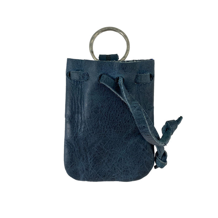 An elegantly crafted Mini Medieval Pouch Keychain by Hide & Drink in black leather, designed as a tiny bag with keyring. This versatile coin pouch showcases artisan craftsmanship through hand-cut and hand-sewn details from La Antigua Guatemala.