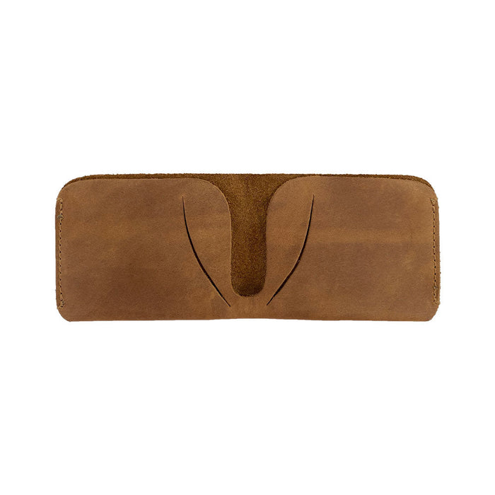 Interior view of the Hide & Drink Minimal Wallet showing card slots and cash compartments, made from durable Full Grain Leather. This Classic Slimfold Wallet serves as an effective Card Organizer Holder and Travel Accessory crafted through dedicated Small Batch Production by artisans in La Antigua Guatemala & Oaxaca Mexico.