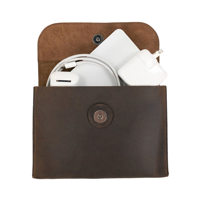 Minimalist Electronic Pouch for Cables and Chargers - Stockyard X 'The Leather Store'