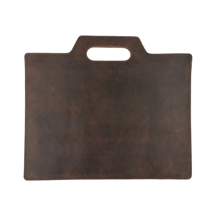 Minimalist Flat Portfolio, Laptop Sleeve with Die Cut Handle - Stockyard X 'The Leather Store'