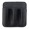 Front view of the Hide & Drink Minimalist Tool Pocket in a sleek black finish, presenting its elegant design. This Tool Pocket Pouch, crafted from Full Grain Leather, is hand cut and sewn, highlighting the skill of local artisans in La Antigua Guatemala with a commitment to small batch production.