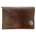 Hide & Groom Minimalist Wallet crafted from full grain leather, showcasing a stylish and compact design ideal for holding business cards and cash. This handmade wallet is part of a small batch production process, emphasizing artisanal quality from La Antigua Guatemala. Minimalist Wallet - Business Card & Money Holder, Stylish Compact Money Organizer, Full Grain Leather, StockyardX, Small Batch Production, Hand Cut, Hand Sewn, Fire Branded, Artisan, Handmade in La Antigua Guatemala & Oaxaca Mexico.