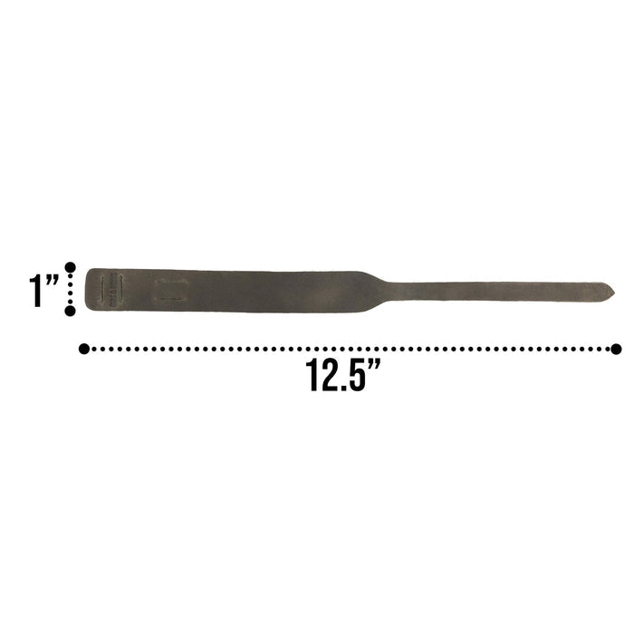 Detailed measurement of the green Hide & Drink Minimalist Wristband, demonstrating its length and adjustable features. This rustic bracelet showcases hand cut, hand sewn quality made from full grain leather by artisans in La Antigua Guatemala, representing StockyardX's artisan craftsmanship.