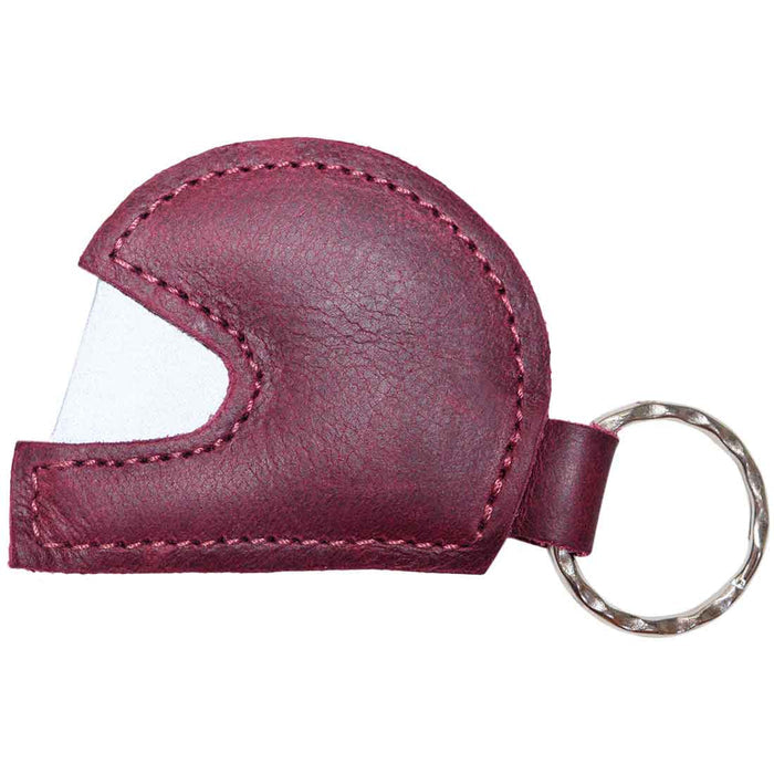 Hide & Drink Motorcycle Helmet Keychain made of full grain leather, featuring a stylish design perfect for biker accessories. This handmade key ring is artisan-crafted in La Antigua Guatemala and Oaxaca Mexico, ensuring quality with small batch production and fire branded details.