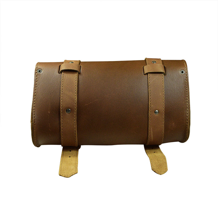 Hide & Drink Leather Motorcycle Tool Bag in a minimalistic style, crafted with Full Grain Leather, ideal for riders needing a reliable Biker Bag for Tools and Essentials. This classic Handlebar Bag with Adjustable Straps serves as a functional Tool Organizer, reflecting the artisanal mastery found in La Antigua Guatemala & Oaxaca Mexico.
