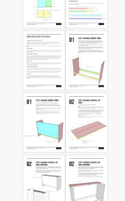 Printable PDF building plan preview for DIY murphy bed cabinet with step-by-step instructions