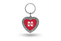 Nebraska Cornhuskers Keychain - Rhinestone Heart - Team Fan Cave