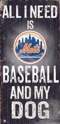 New York Mets Sign Wood 6x12 Baseball and Dog Design - Team Fan Cave