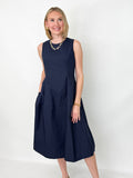 Nikita - Navy Poplin Midi Dress