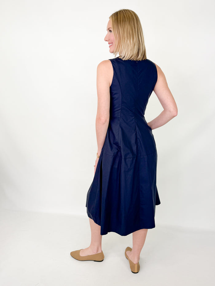 Nikita - Navy Poplin Midi Dress