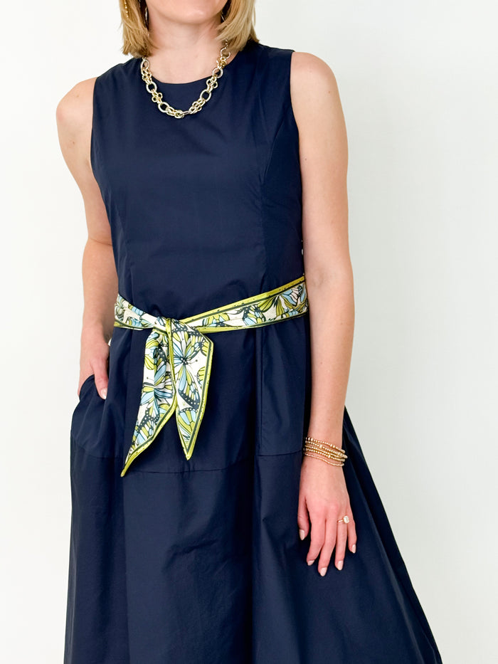Nikita - Navy Poplin Midi Dress