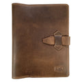 Leather Worx Notepad Cover, showcasing a rich brown full grain leather design, perfect for storing your journal. This Notepad Cover is made from durable, artisan-crafted material. It features a classy and professional look, representing small batch production with hand cut and hand sewn elements, fire branded for authenticity. Handmade in La Antigua Guatemala.