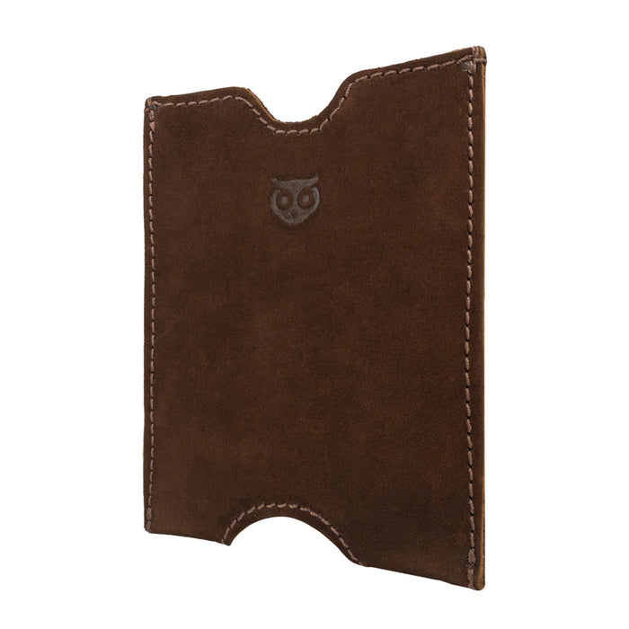 Side view of Hide & Drink's brown Passport Sleeve made from Full Grain Leather. This handmade Travel Passport Pocket Sleeve embodies the artisan quality of Small Batch Production in La Antigua Guatemala.