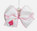 PinkChristmas Tree Embroidered Hair Bow