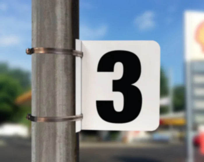 Pump Number Sign- Black on White, "3" - UnitedSign