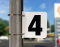 Pump Number Sign- Black on White, "4" - UnitedSign