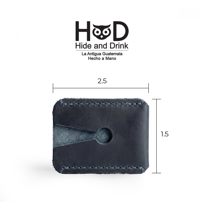 Measurement representation of a Razor Head Cover by Hide & Drink, showing dimensions of 2.50 inches by 2 inches, illustrating its perfect fit for double edge safety razors. This handmade, artisan-crafted full grain leather protective sheath serves as a thoughtful shaving travel cover, ensuring durability and style, made in La Antigua Guatemala.