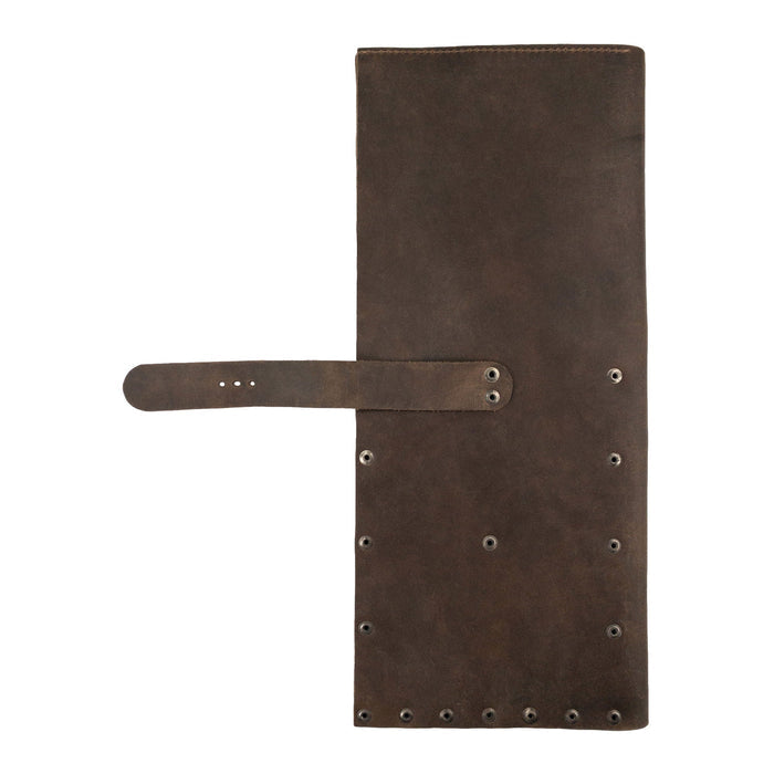 Riveted Chef Knife Case by Cast Leather Co., exemplifying an elegant and functional design crafted from full grain leather. This artisanal kitchen tools organizer and culinary accessory showcases the quality of stockyardX small batch production, lovingly handmade in La Antigua Guatemala & Oaxaca Mexico.