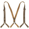 Rustic Button End Suspenders by Hide & Groom, showcasing full grain leather design, perfect for groomsmen, best men, and bachelors. Ideal for wedding ceremonies and dinner parties, featuring small batch production, hand cut, hand sewn, and fire branded details. Handmade in La Antigua Guatemala & Oaxaca Mexico.